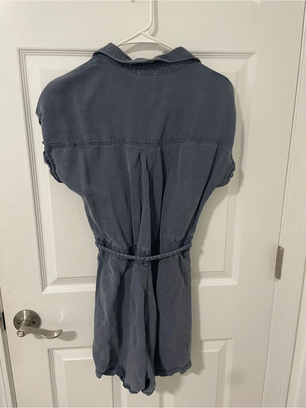 Nicole Miller Slate Blue Button-Front Romper